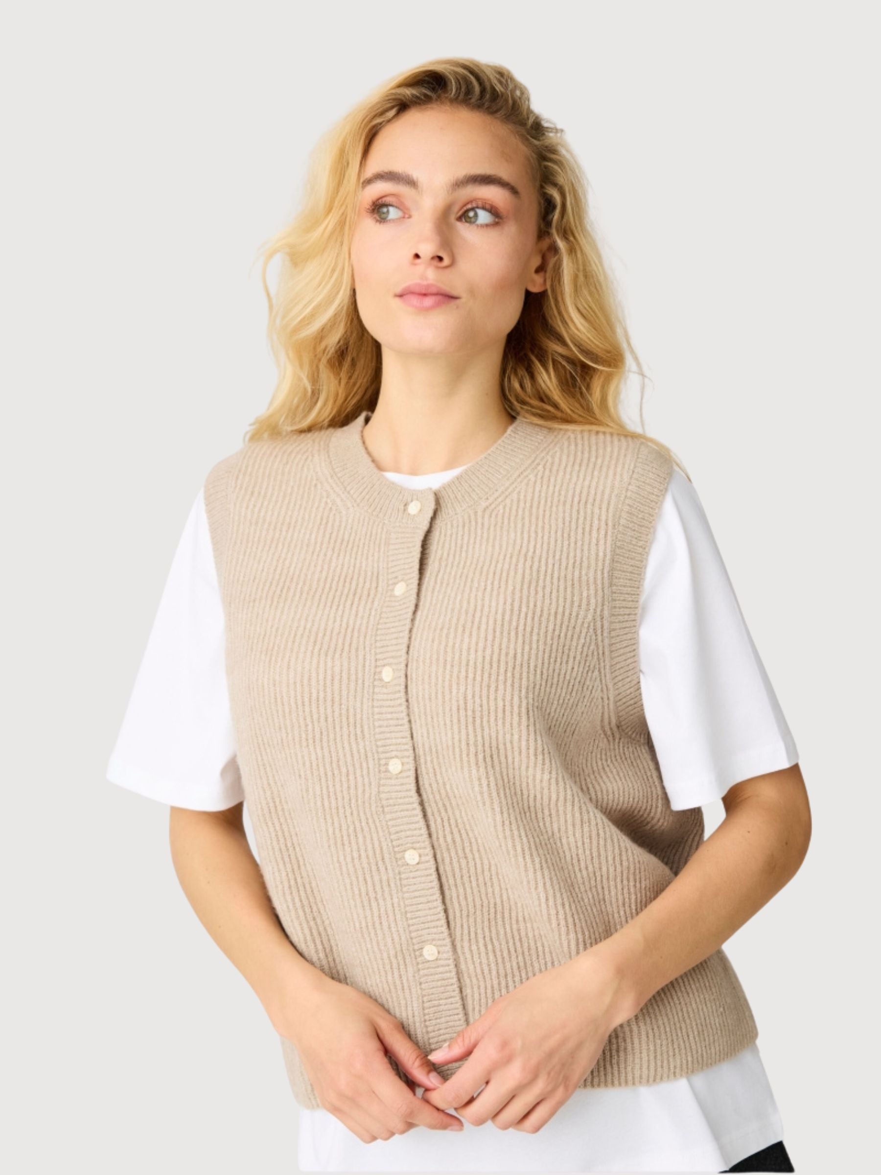 Vest Yarn Grey Woman | Knowledge Cotton Apparel