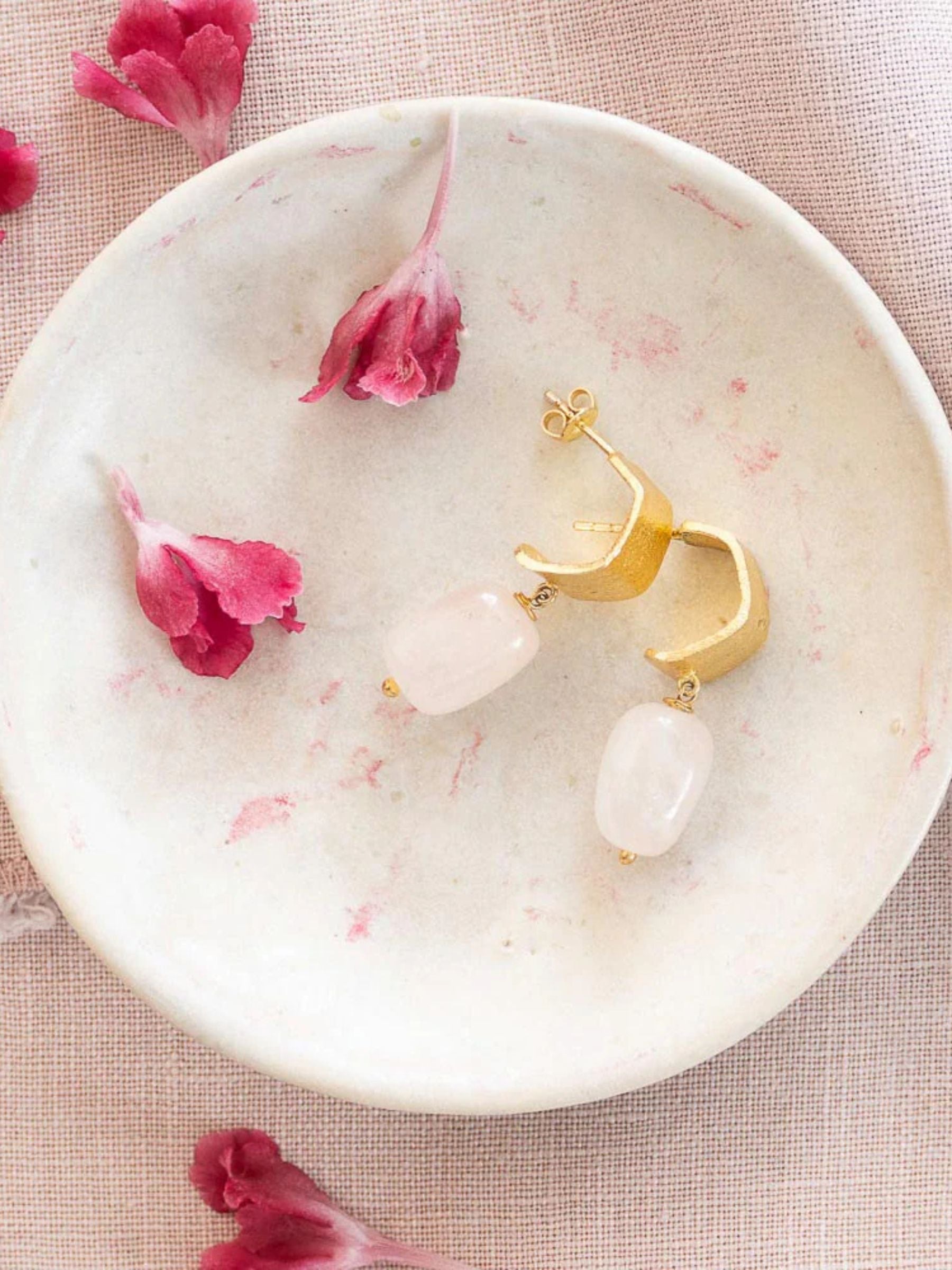 Honest Rose Quartz Earrings GP | A Beautiful Story