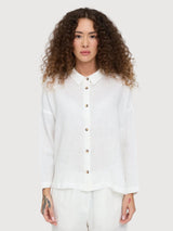 Camicia da donna a maniche a 3/4, bianco brillante | Mazine