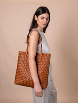 Shoulder Bag Georgia Cognac Woven Leather | O My Bag