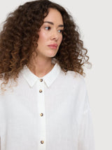 Camicia da donna a maniche a 3/4, bianco brillante | Mazine