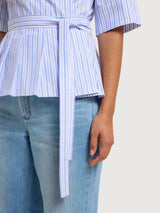 Camicia Wrap righe bianca/blu cotone organico | Lanius