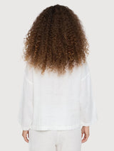 Camicia da donna a maniche a 3/4, bianco brillante | Mazine