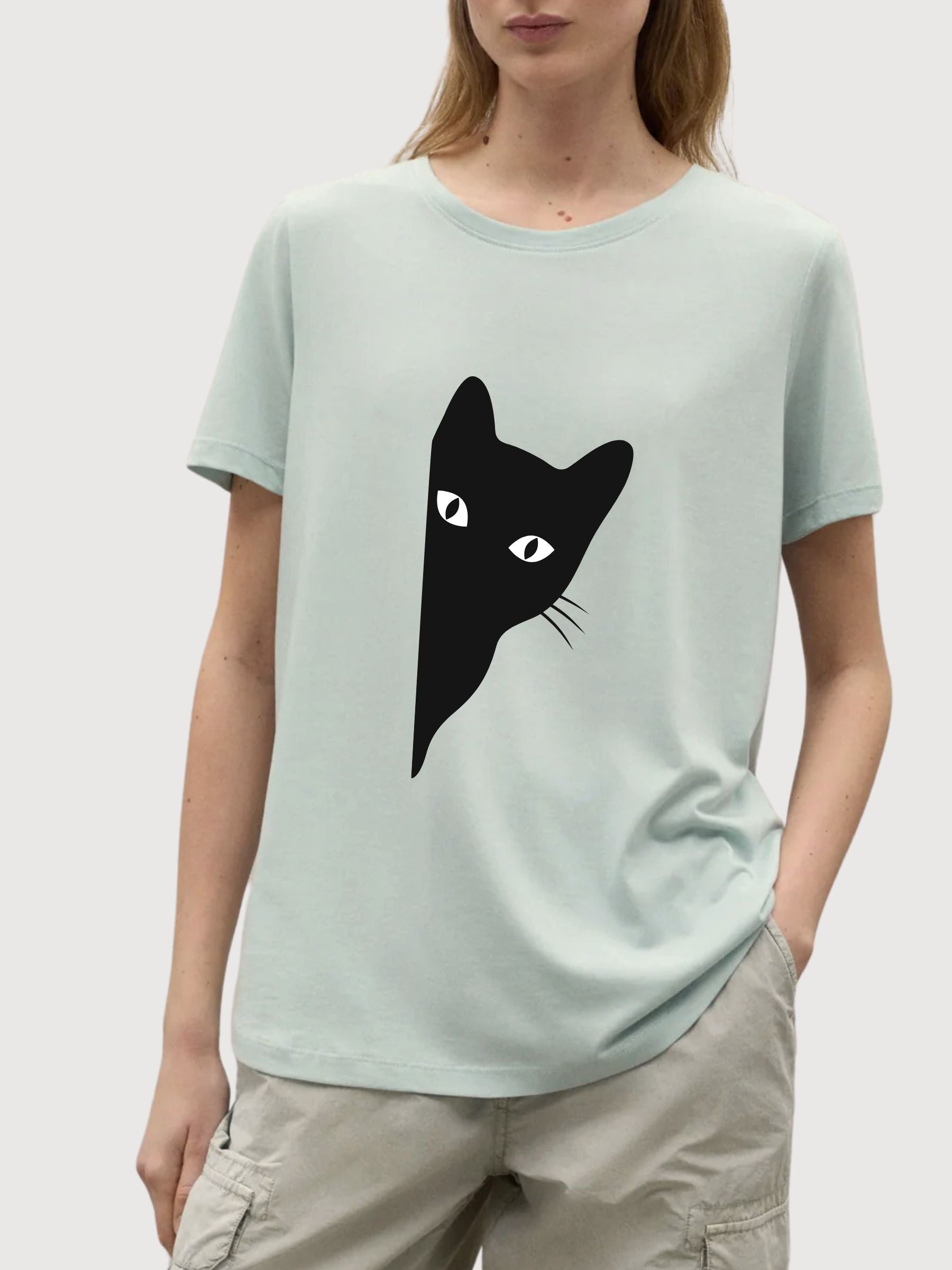 Sara T-shirt Katze Mint | Re-bello
