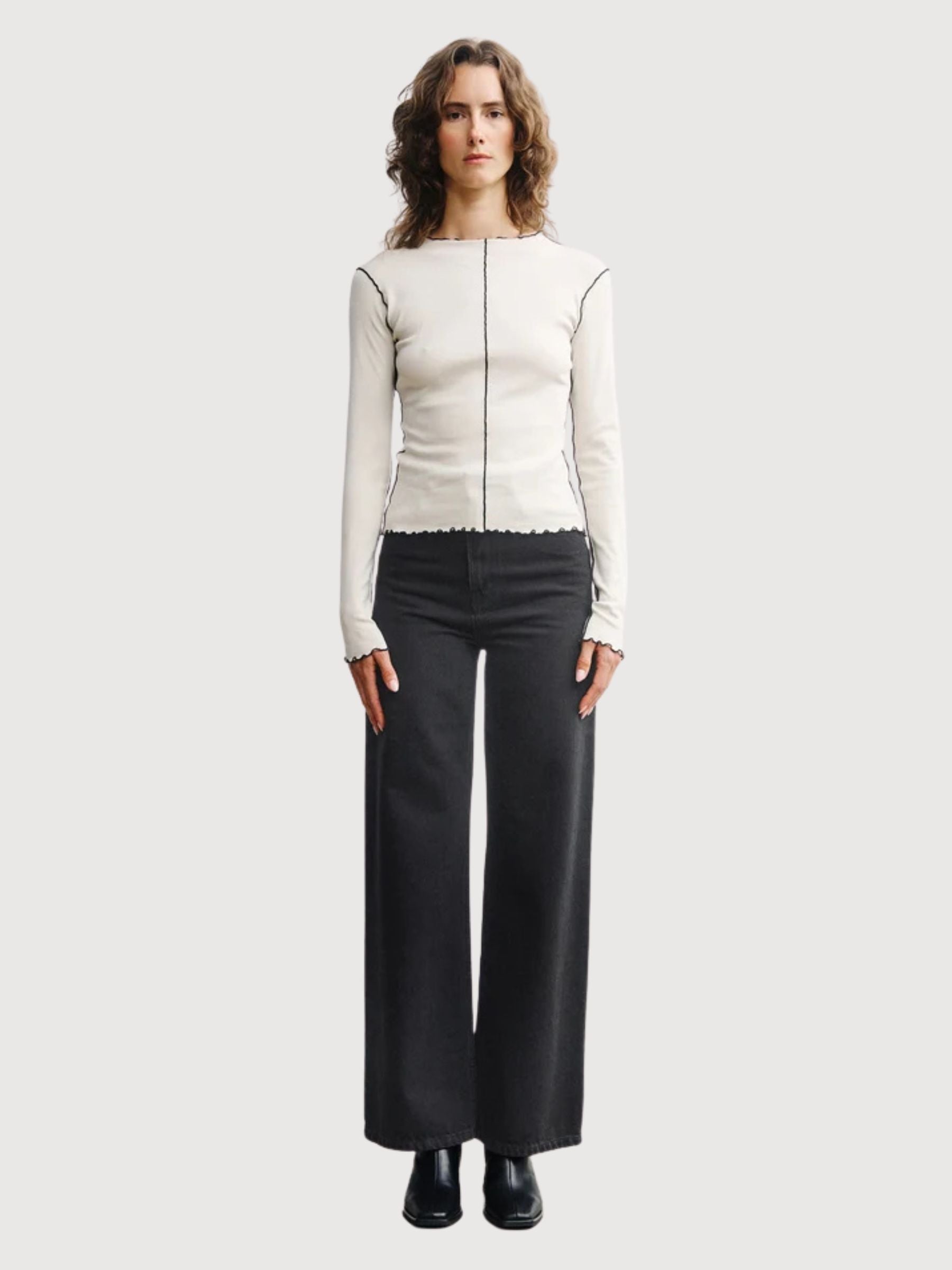 Longsleeve Pin-Tucked Natural White Woman | Rotholz