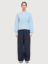 Maglione da donna a maglia grossa color blu sogno | Mazine