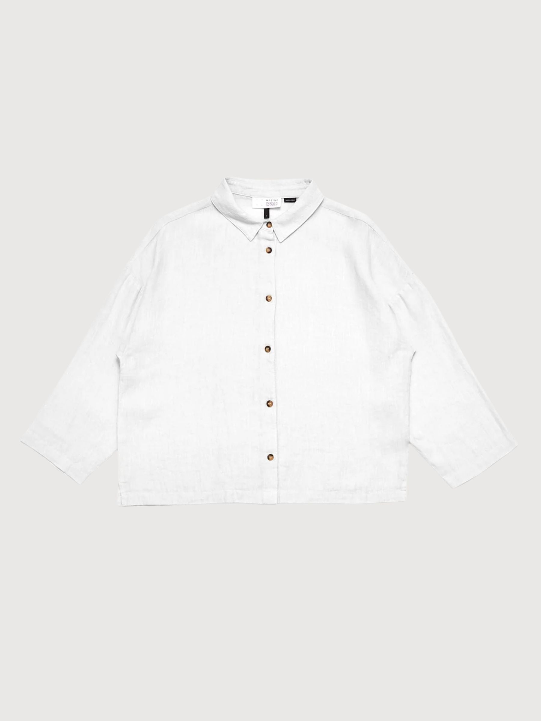 Camicia da donna a maniche a 3/4, bianco brillante | Mazine