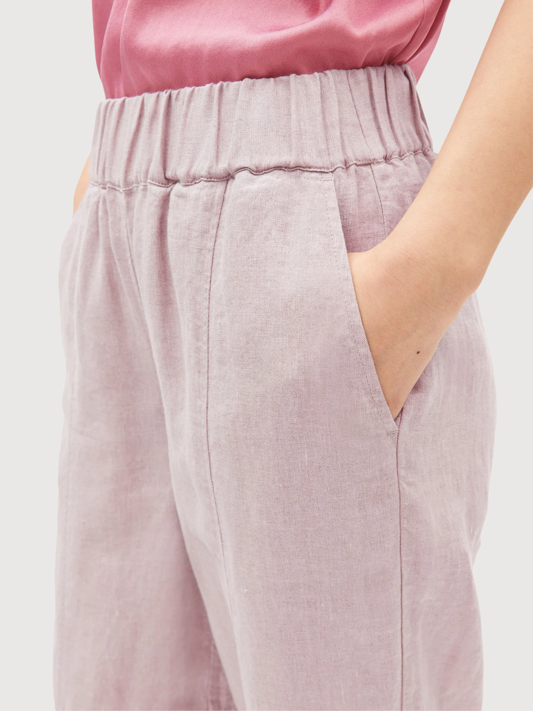 Pantaloni a botte pull-on di lino rosa cipria | Armedangels