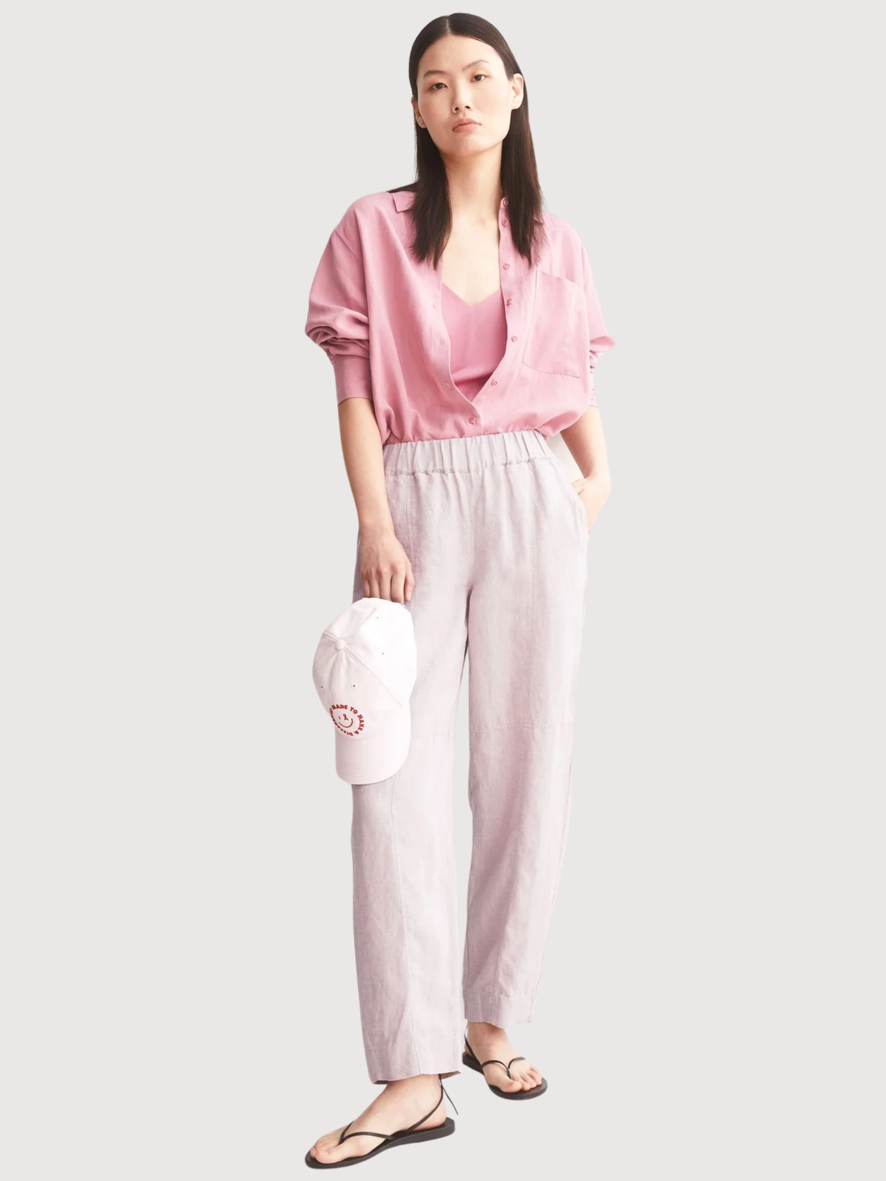 Pantaloni a botte pull-on di lino rosa cipria | Armedangels