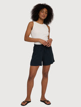 Pantaloncini da donna in viscosa con coulisse, neri | Mazine