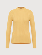 Pullover a coste giallo donna cotone | Lanius