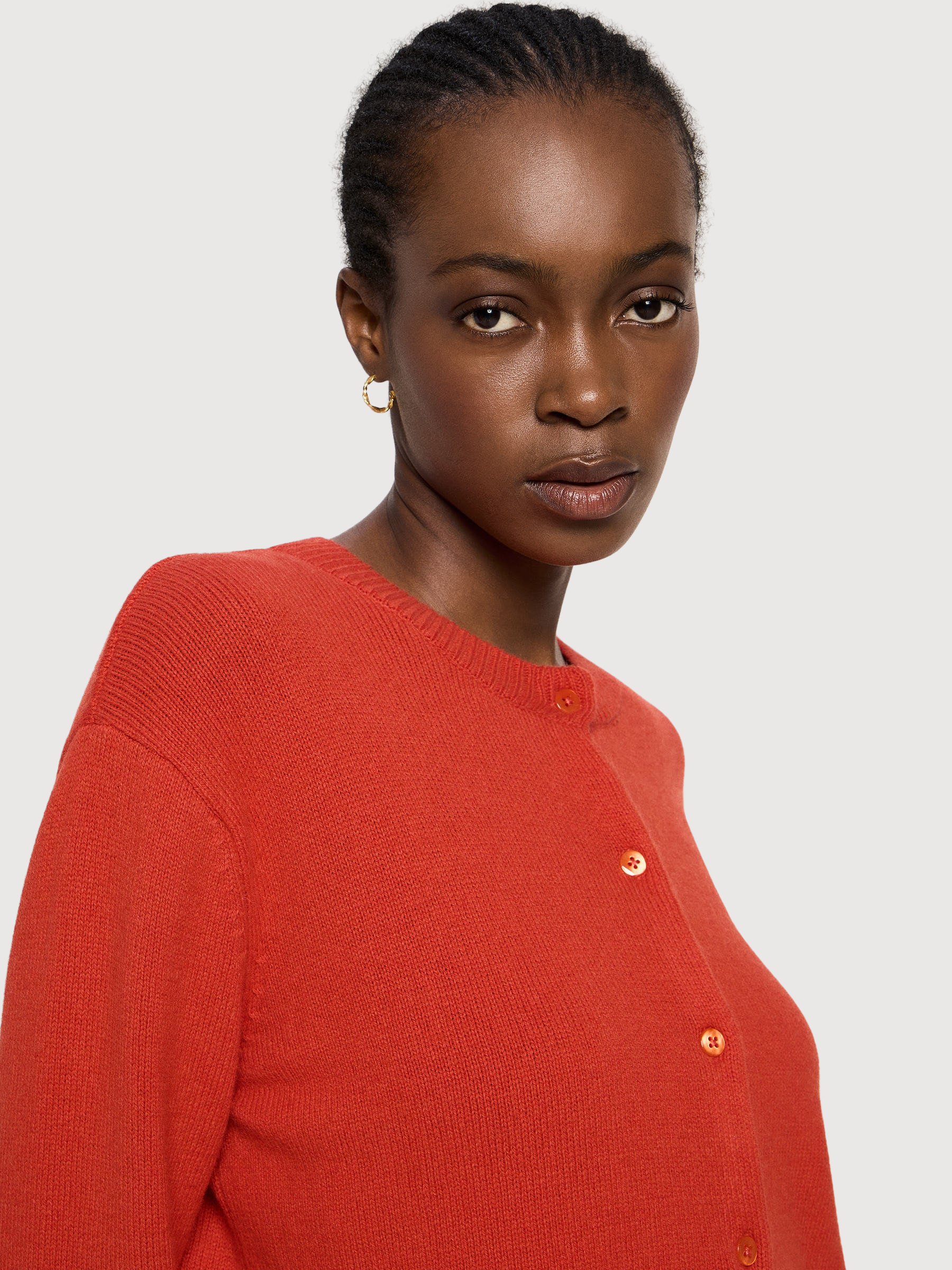 Cardigan boxy rosso da donna | LANIUS