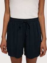 Pantaloncini da donna in viscosa con coulisse, neri | Mazine