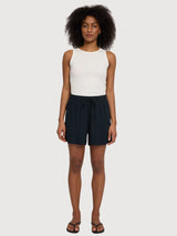 Pantaloncini da donna in viscosa con coulisse, neri | Mazine