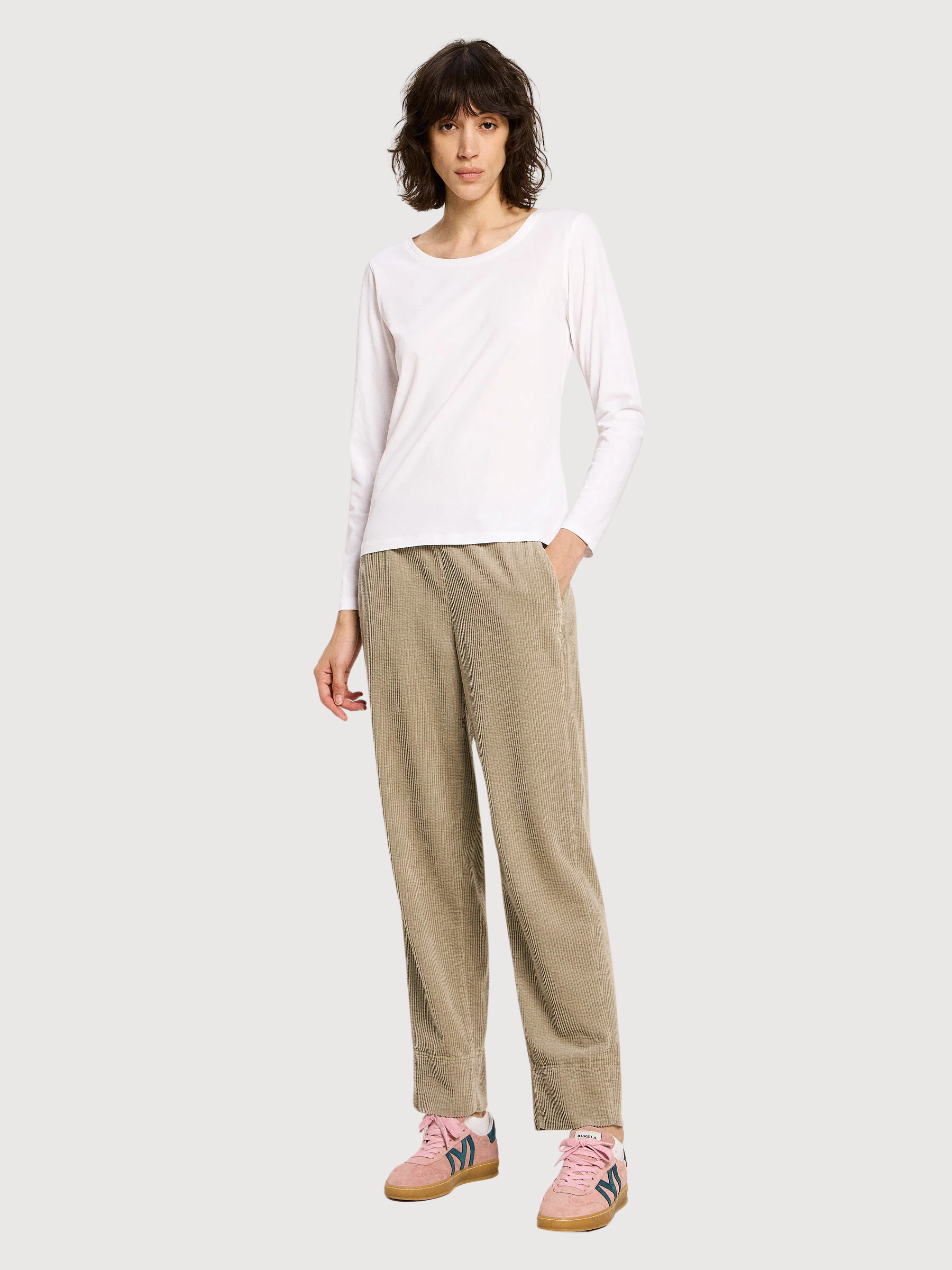 Langarmshirt Weiß Damen Baumwolle | Lanius