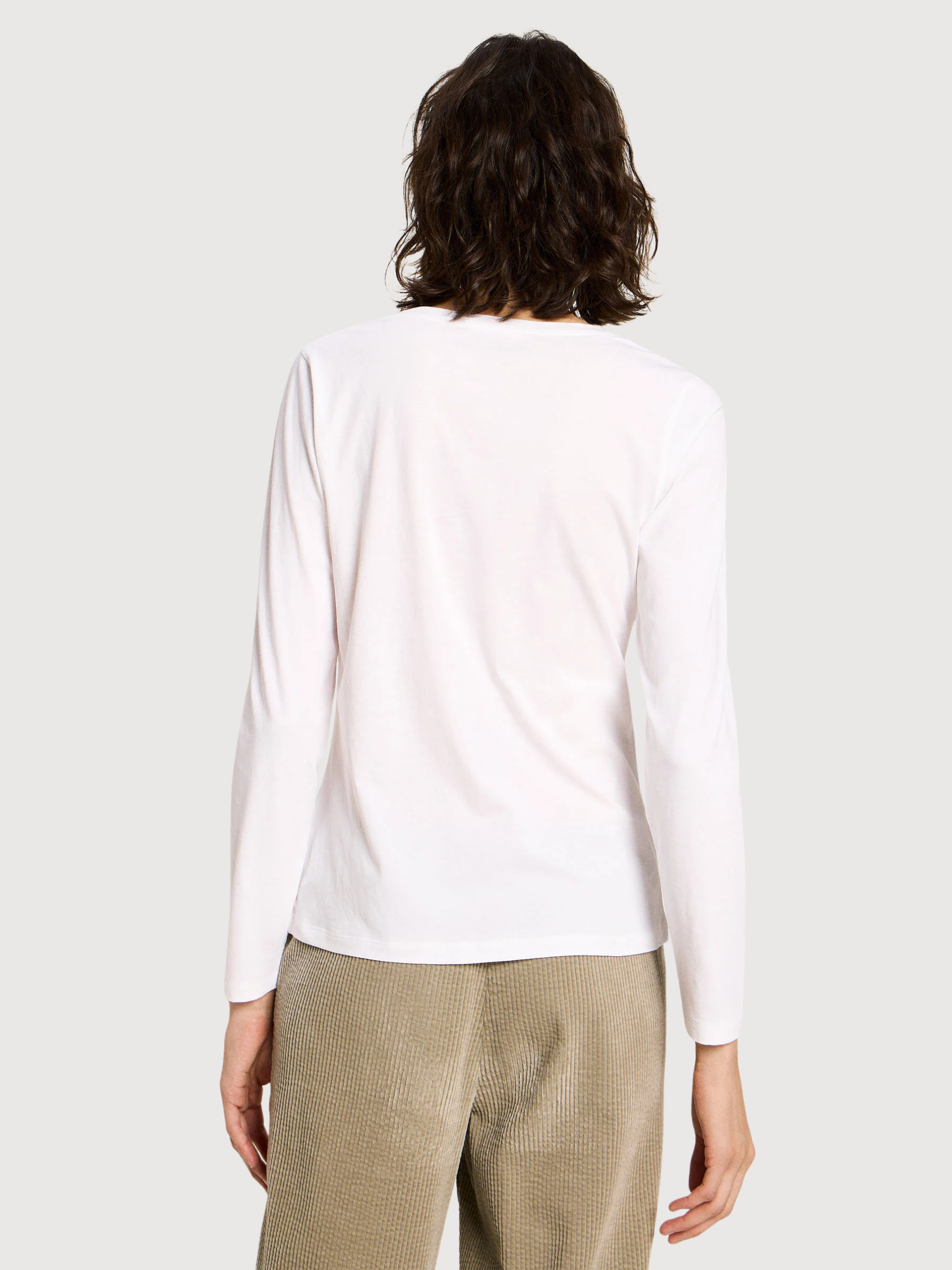 Langarmshirt Weiß Damen Baumwolle | Lanius