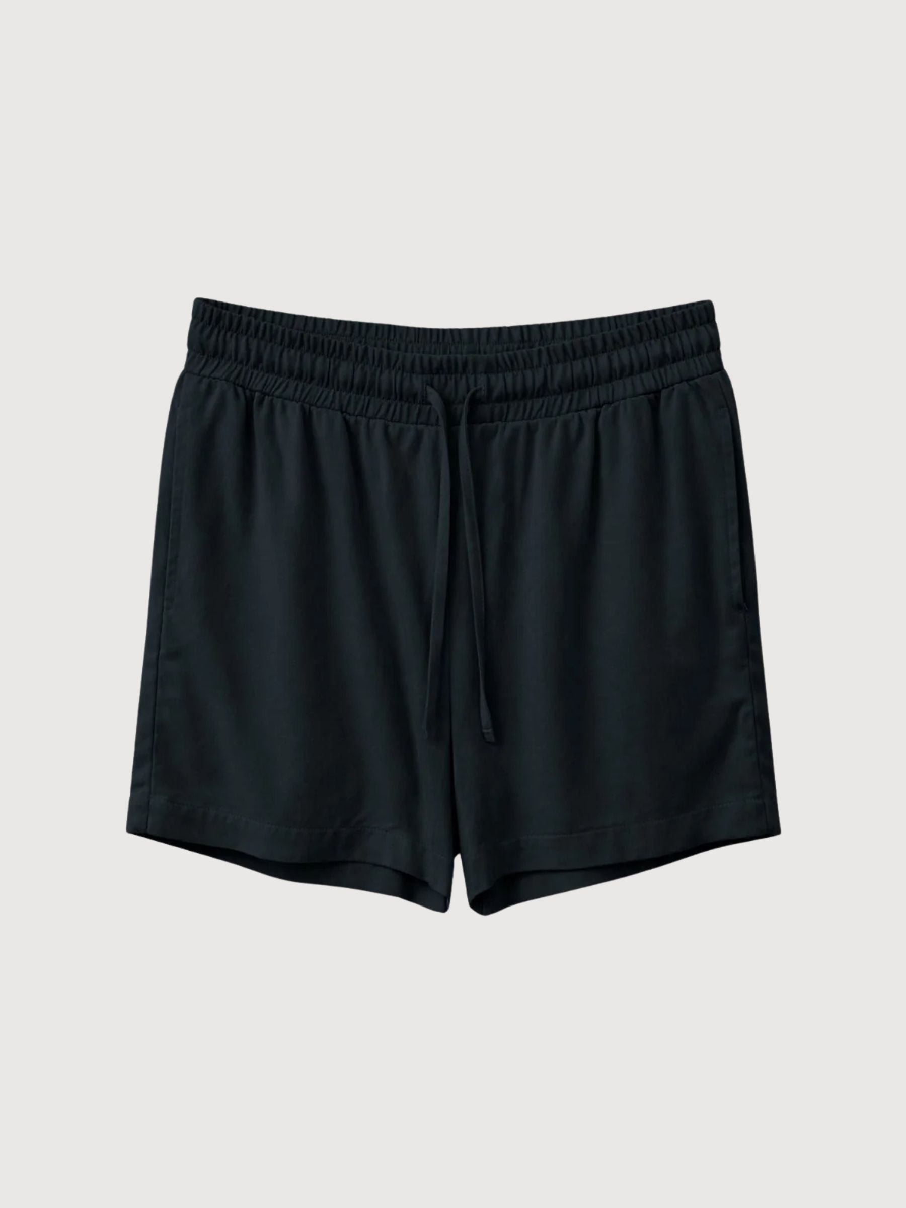 Pantaloncini da donna in viscosa con coulisse, neri | Mazine