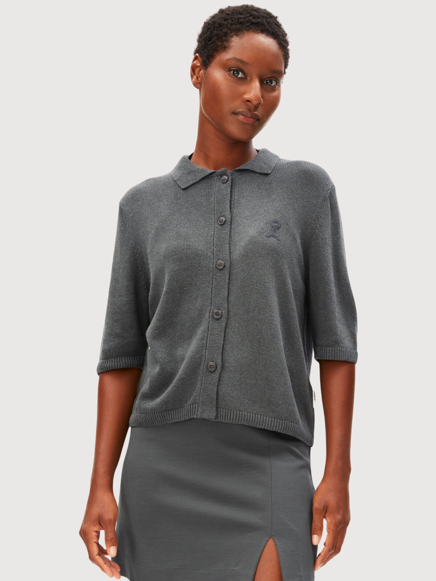Linen Knit Cardigan Space Steel | Armedangels
