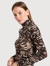 Turtleneck Top Tencel Print Animal | Lanius