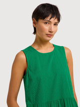 Maxi abito verde con ricamo in cotone organico | Lanius