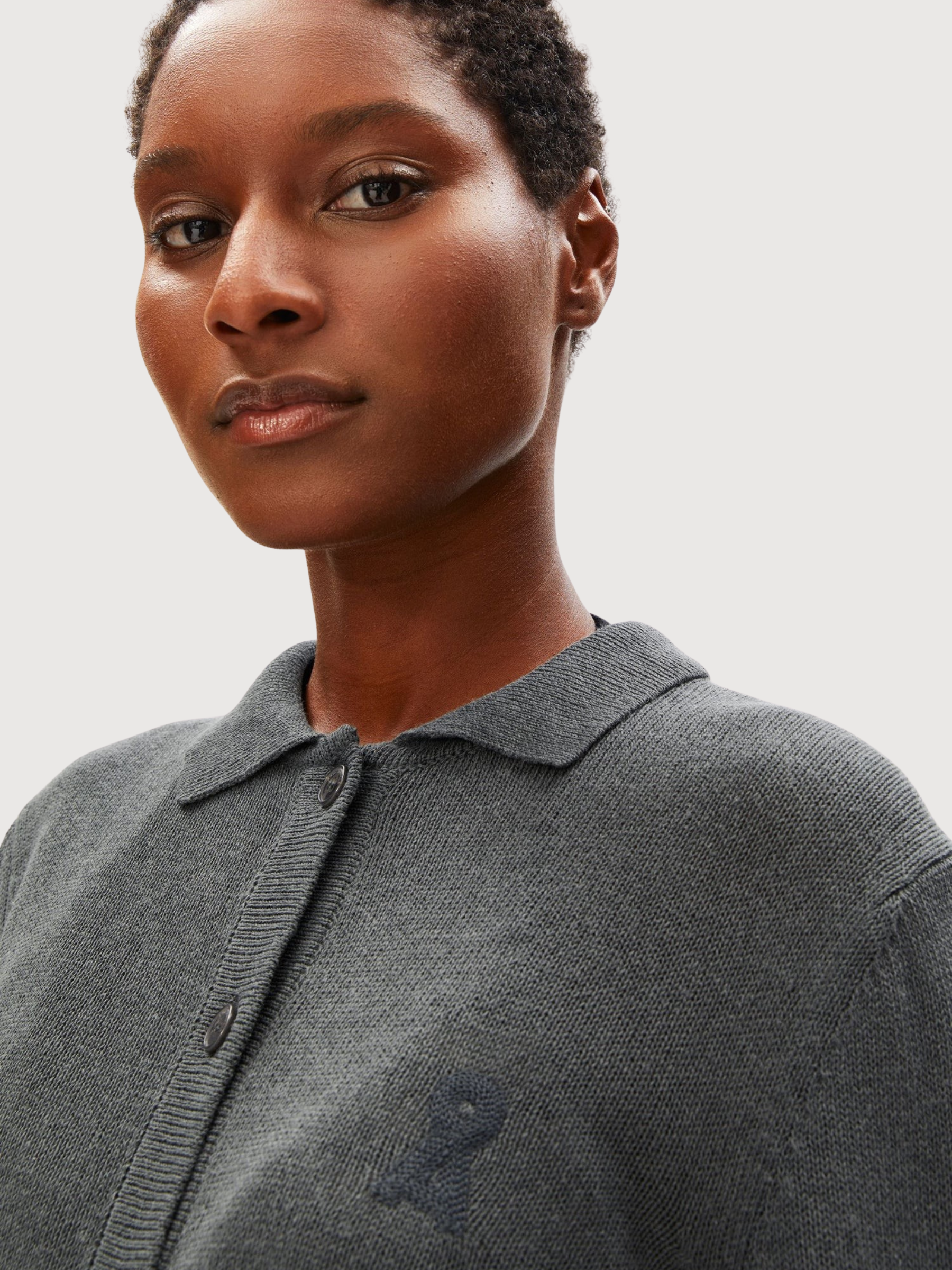 Linen Knit Cardigan Space Steel | Armedangels