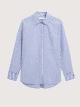 Shirt Stripe Loose White Dynamo Blue | Armedangels