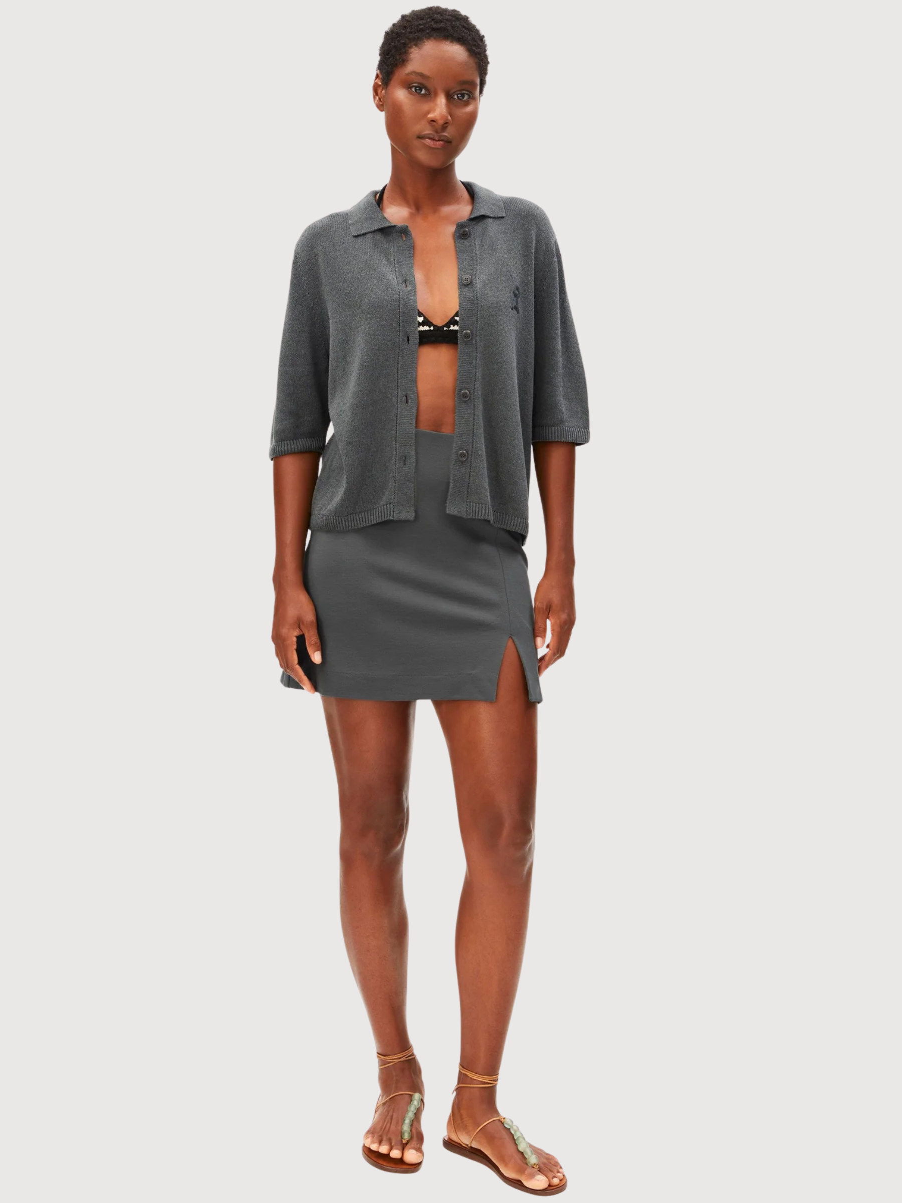 Linen Knit Cardigan Space Steel | Armedangels