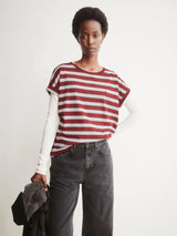 Idaara Stripes Velvetred Softblue Undyed | ARMEDANGELS