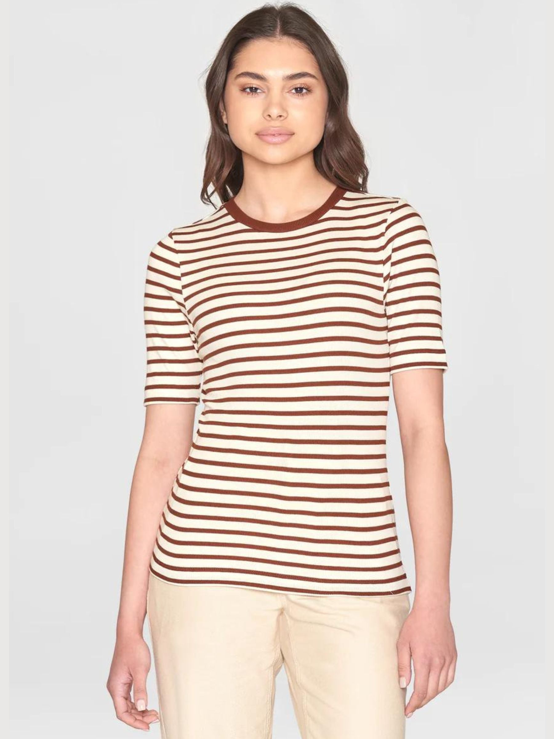 T-Shirt Rib Brown Organic Cotton | Knowledge Cotton Apparel