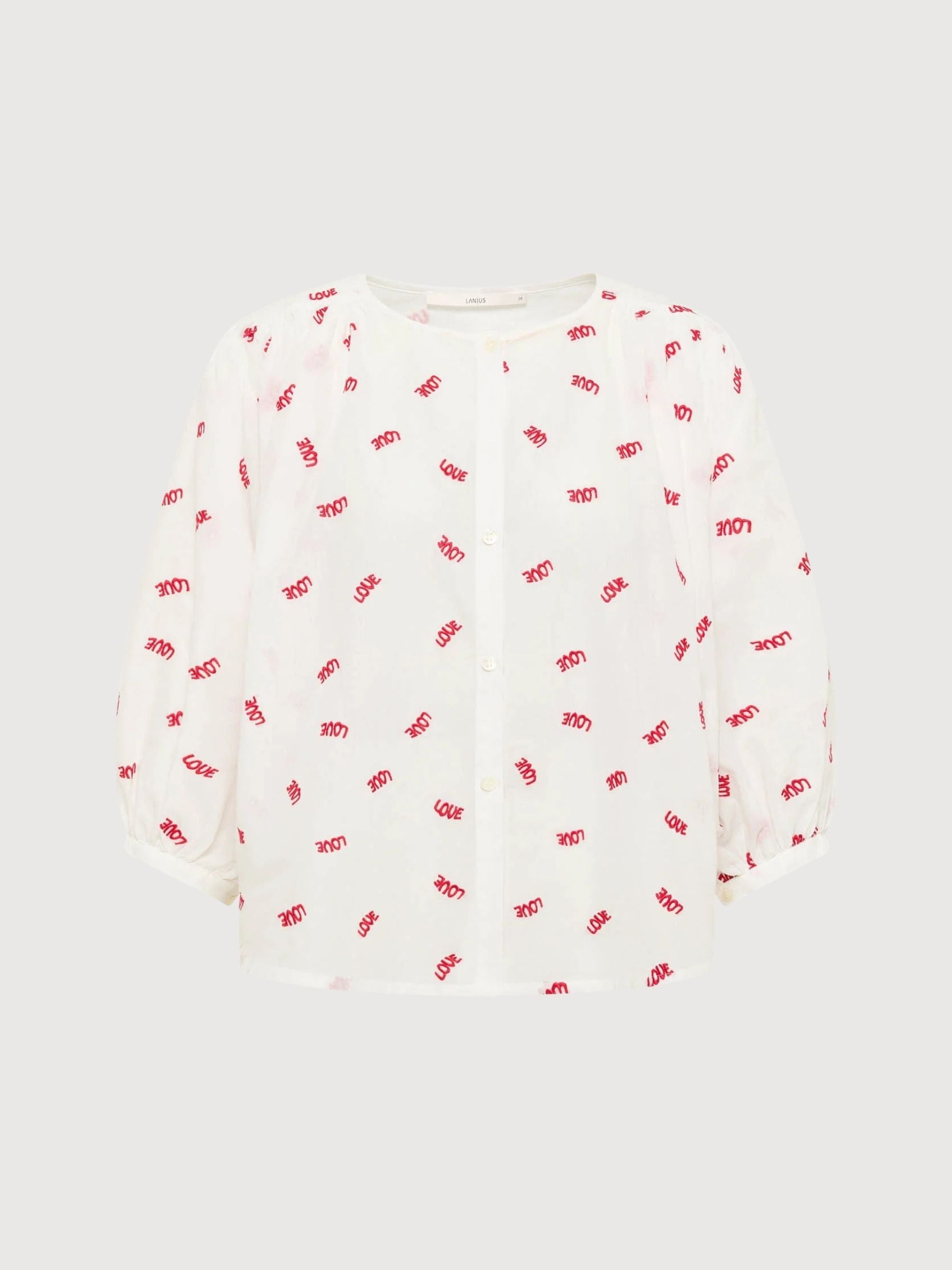 Blouse with embroidery and ruffles Off white/ Love | Lanius