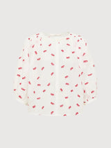 Blouse with embroidery and ruffles Off white/ Love | Lanius