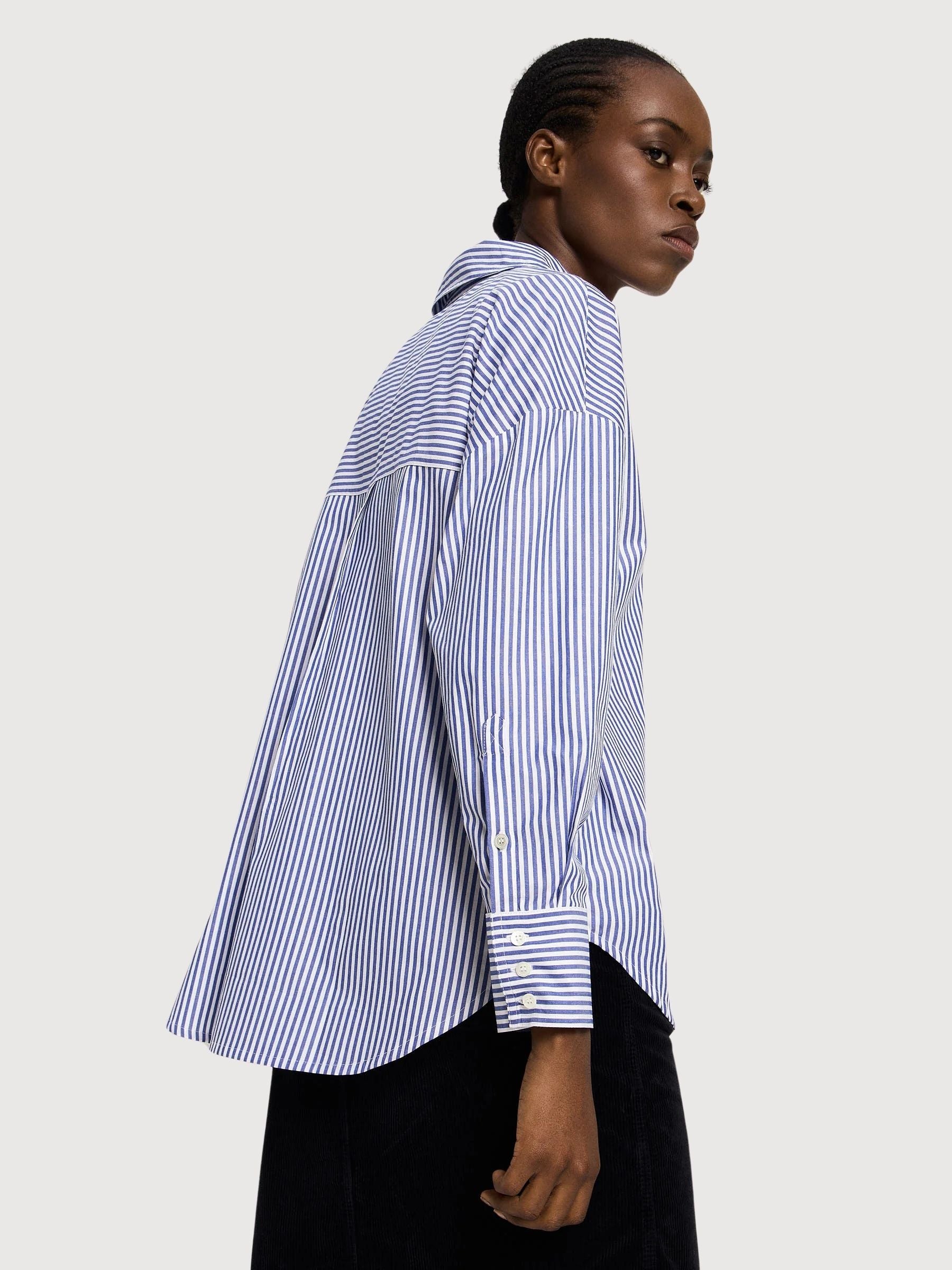 Bluse Gestreift Blau/Weiß Damen Baumwolle | Lanius