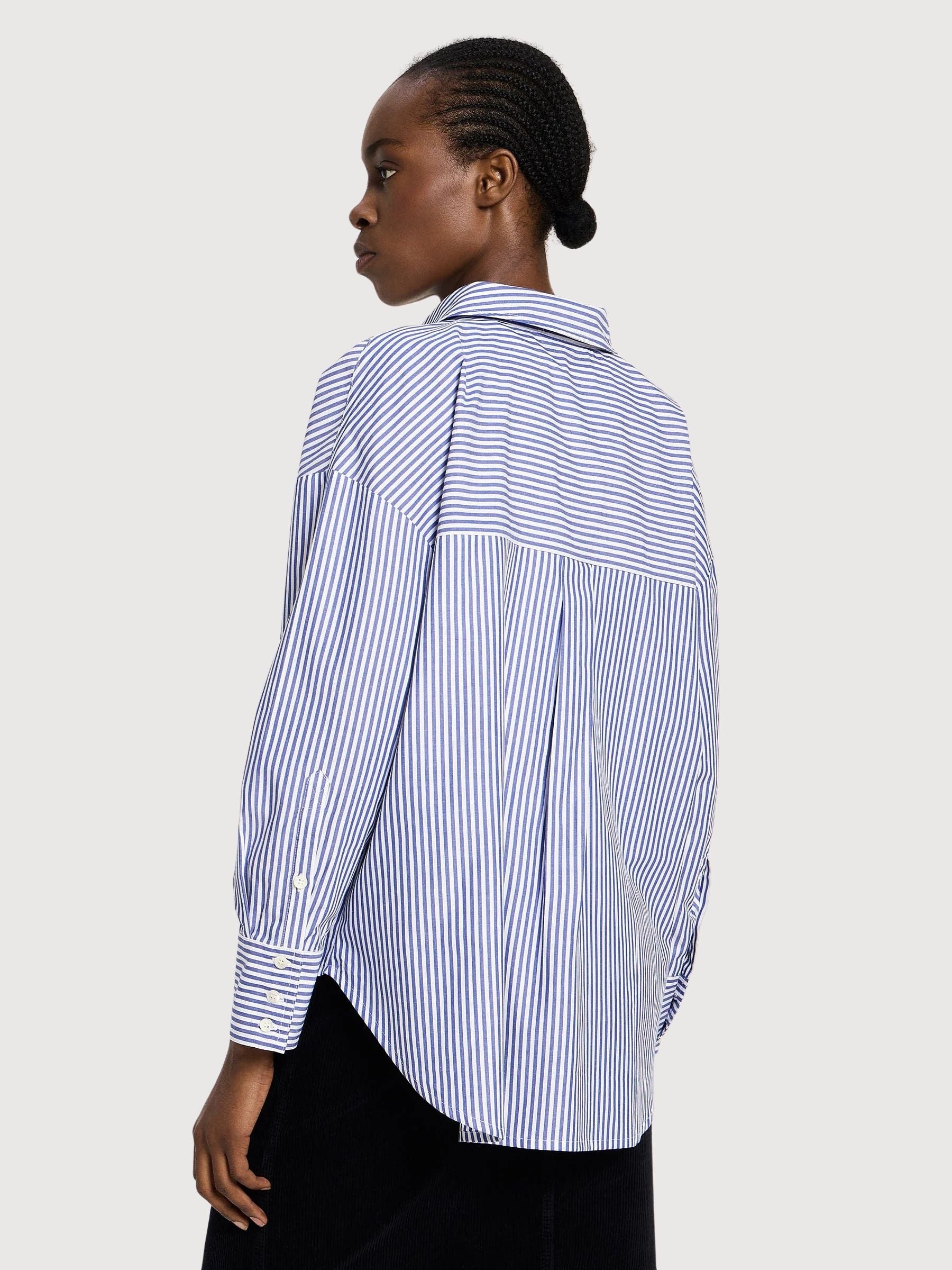 Bluse Gestreift Blau/Weiß Damen Baumwolle | Lanius