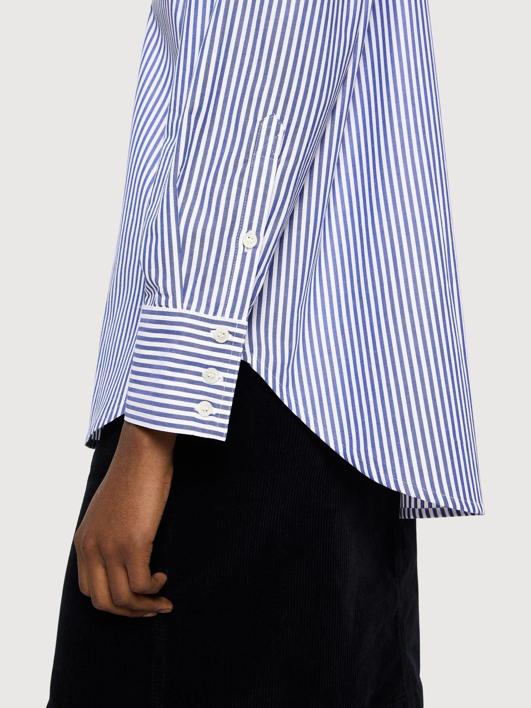 Bluse Gestreift Blau/Weiß Damen Baumwolle | Lanius