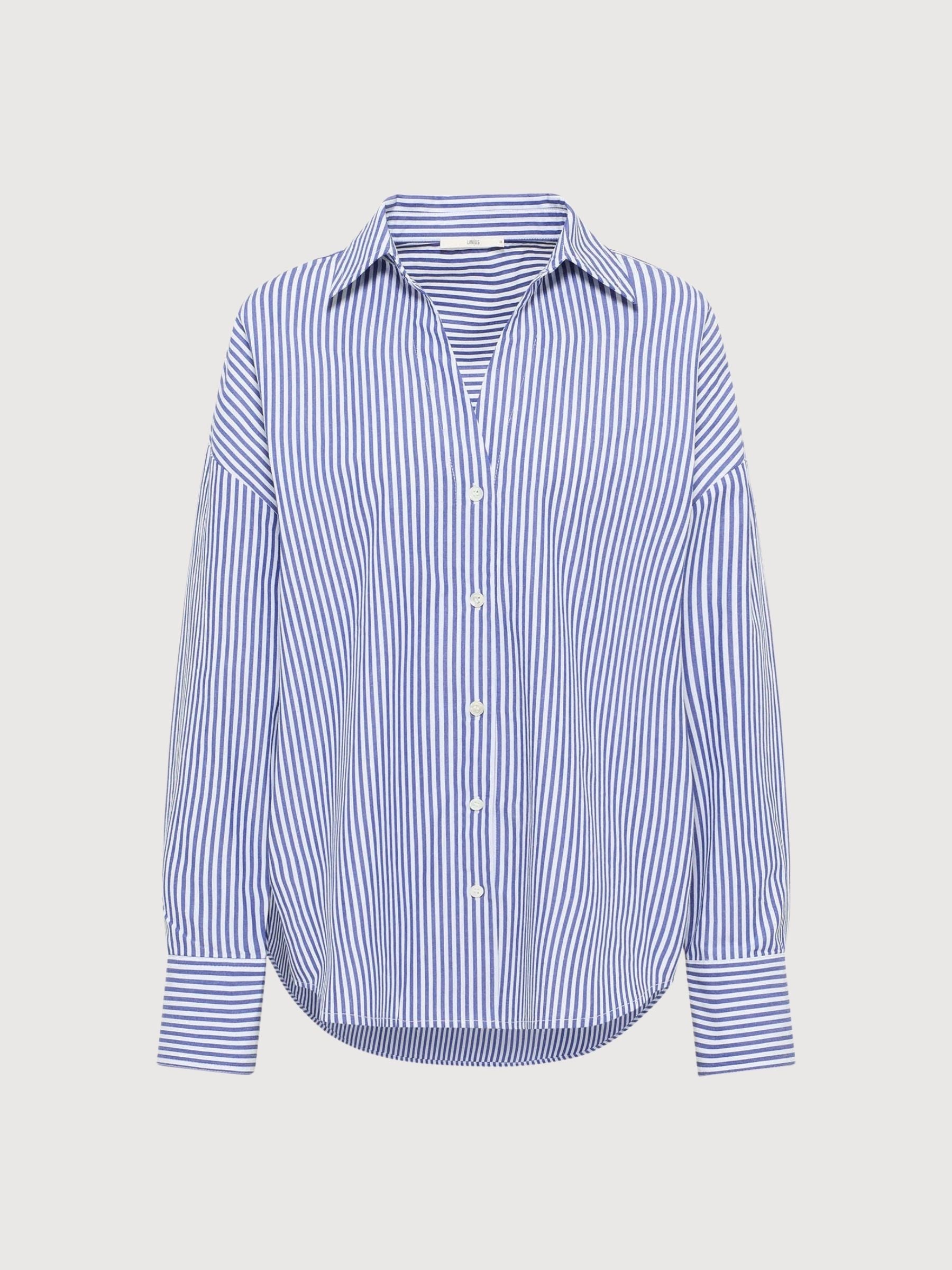 Bluse Gestreift Blau/Weiß Damen Baumwolle | Lanius