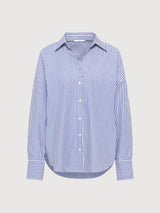 Bluse Gestreift Blau/Weiß Damen Baumwolle | Lanius