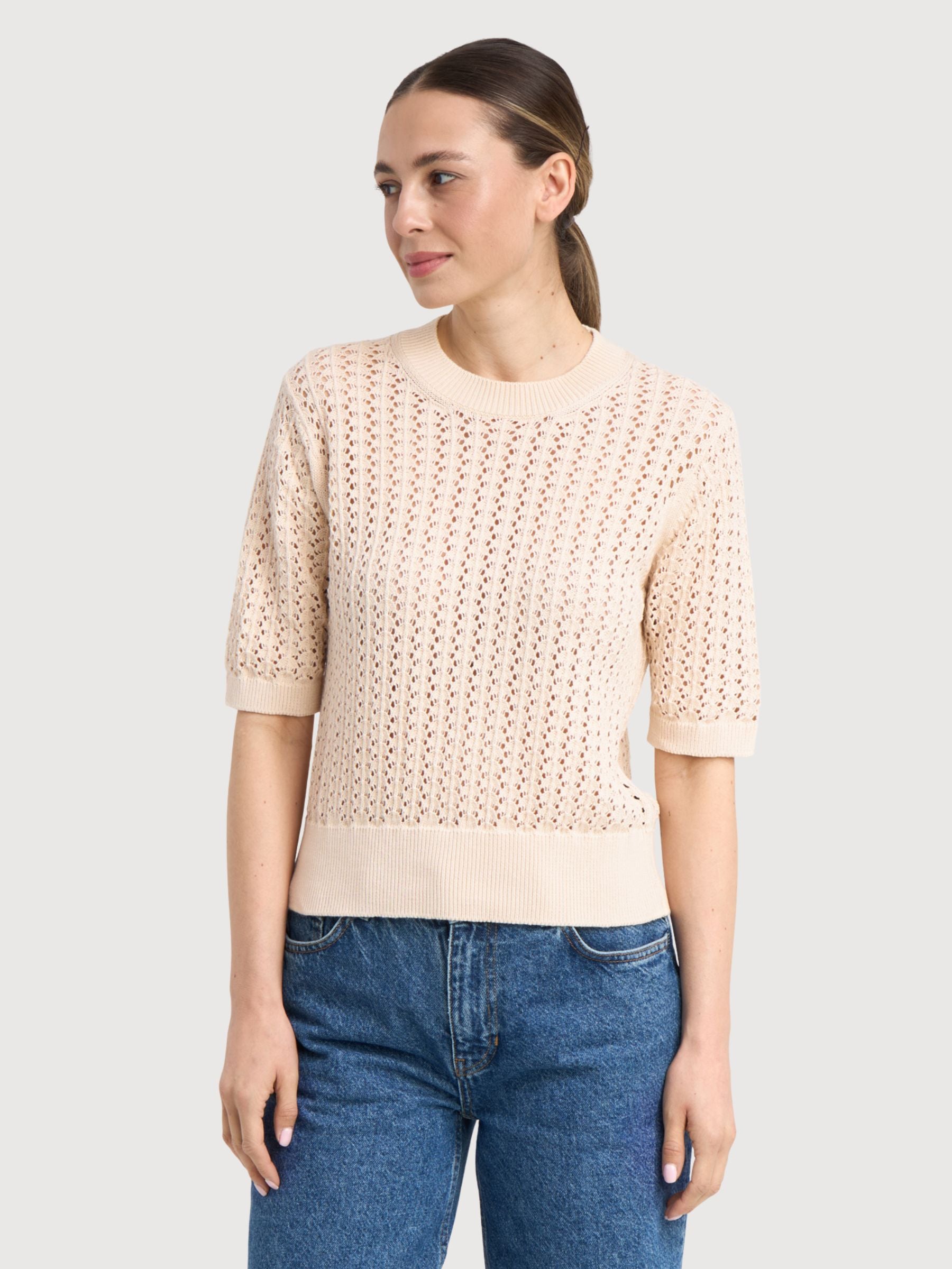 KnittedShirt Flen Crochet VanillaWhite | Dedicated
