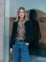 Stand-up shirt in Tencel leopard print | LANIUS