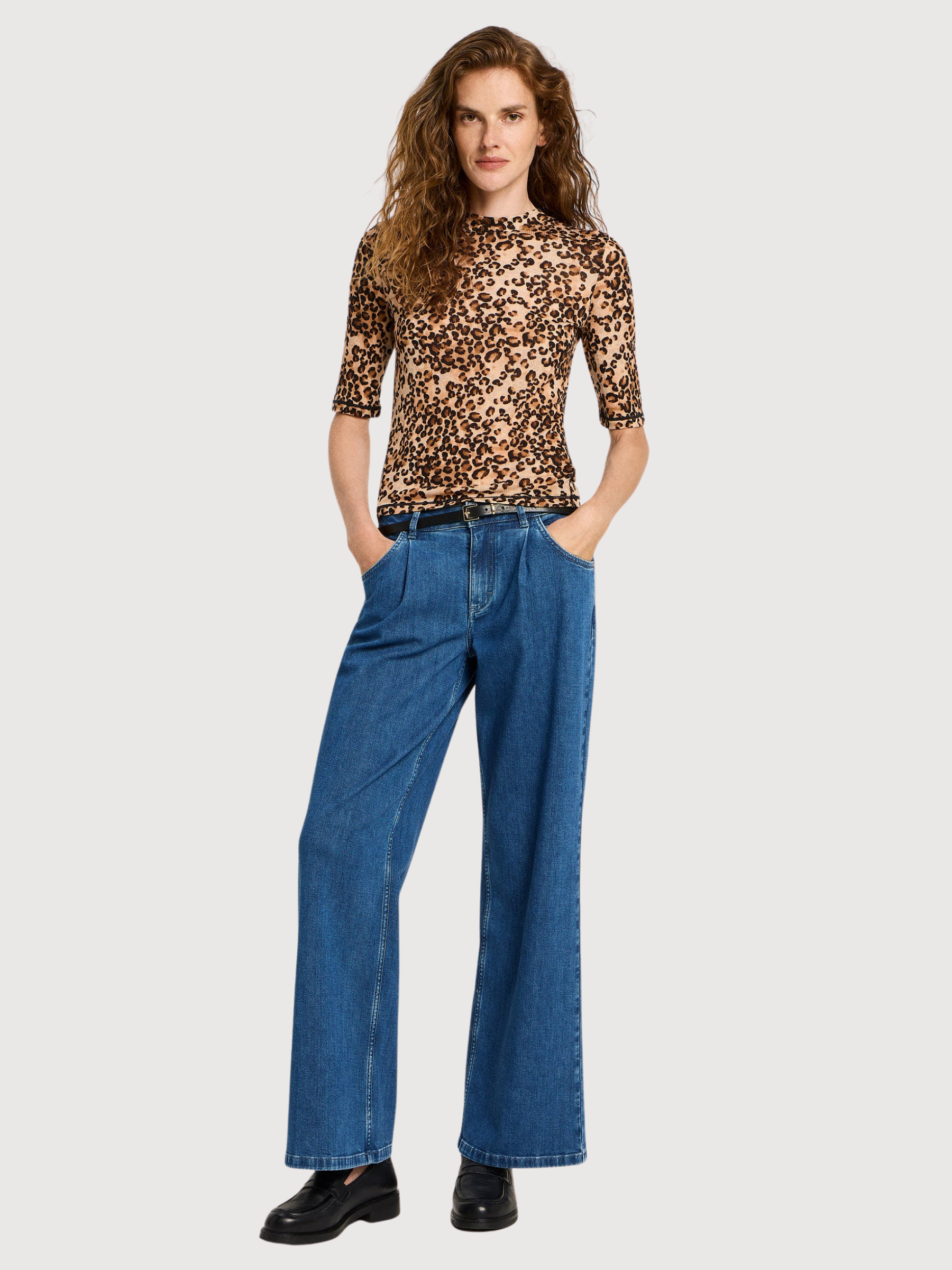 Stand-up shirt in Tencel leopard print | LANIUS