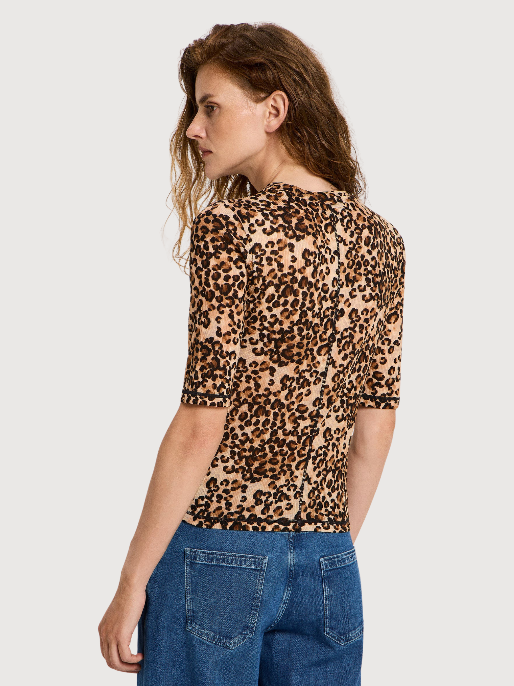 Stand-up shirt in Tencel leopard print | LANIUS