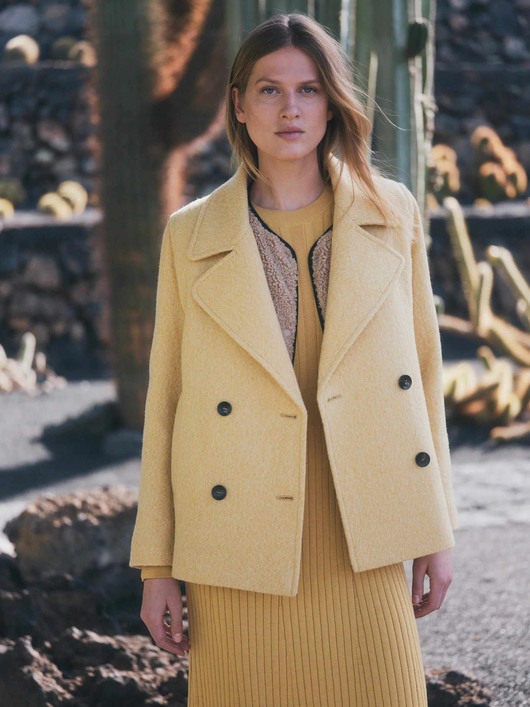 Cardigan caban giallo donna in lana | LANIUS