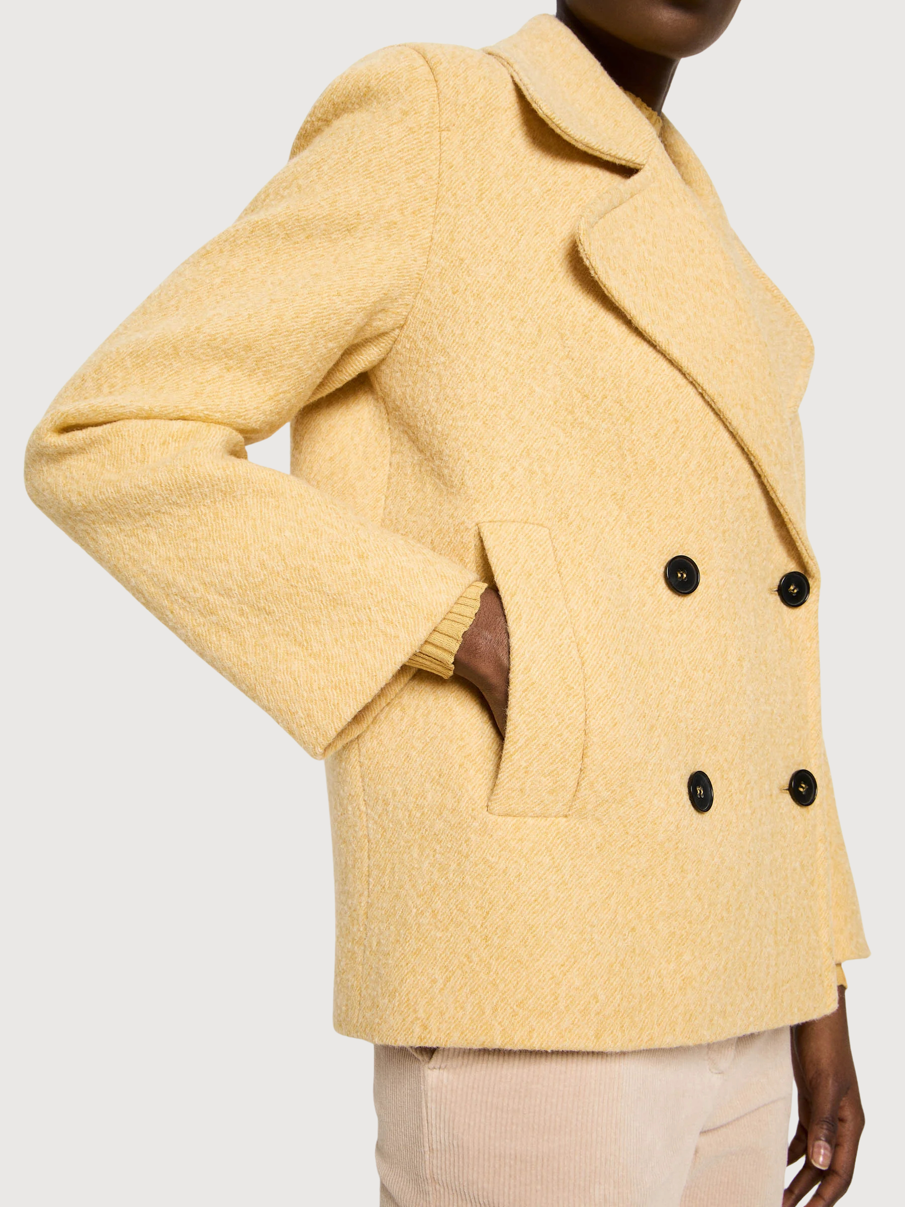 Cardigan caban giallo donna in lana | LANIUS