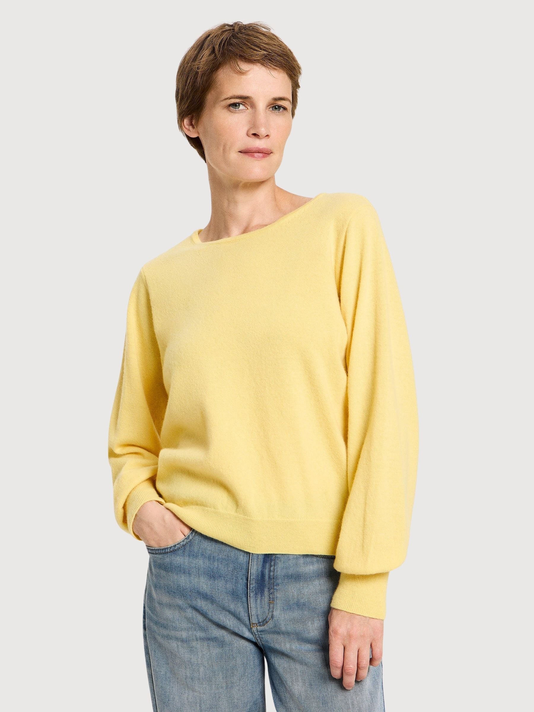 Pullover Girocollo Giallo Donna Cashmere | Lanius