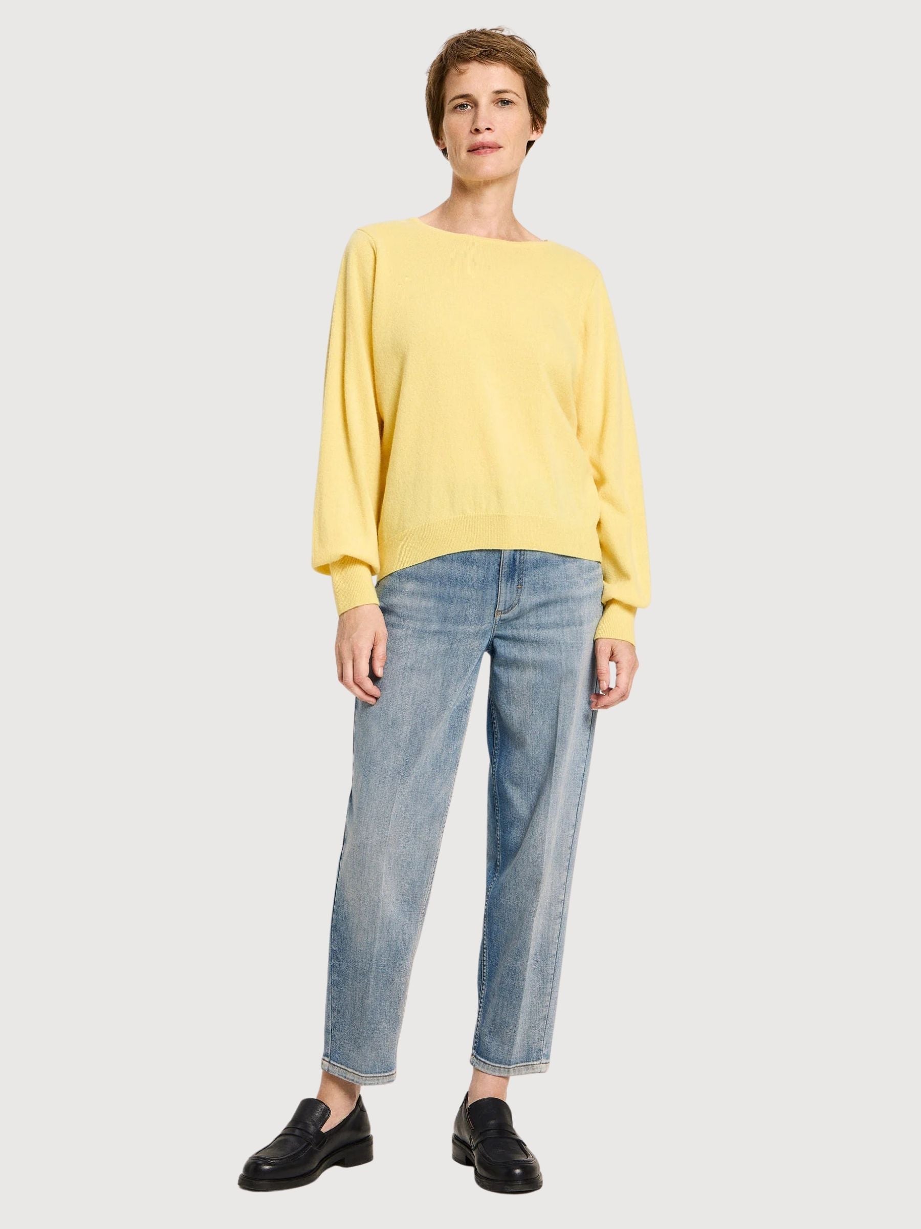 Pullover Girocollo Giallo Donna Cashmere | Lanius