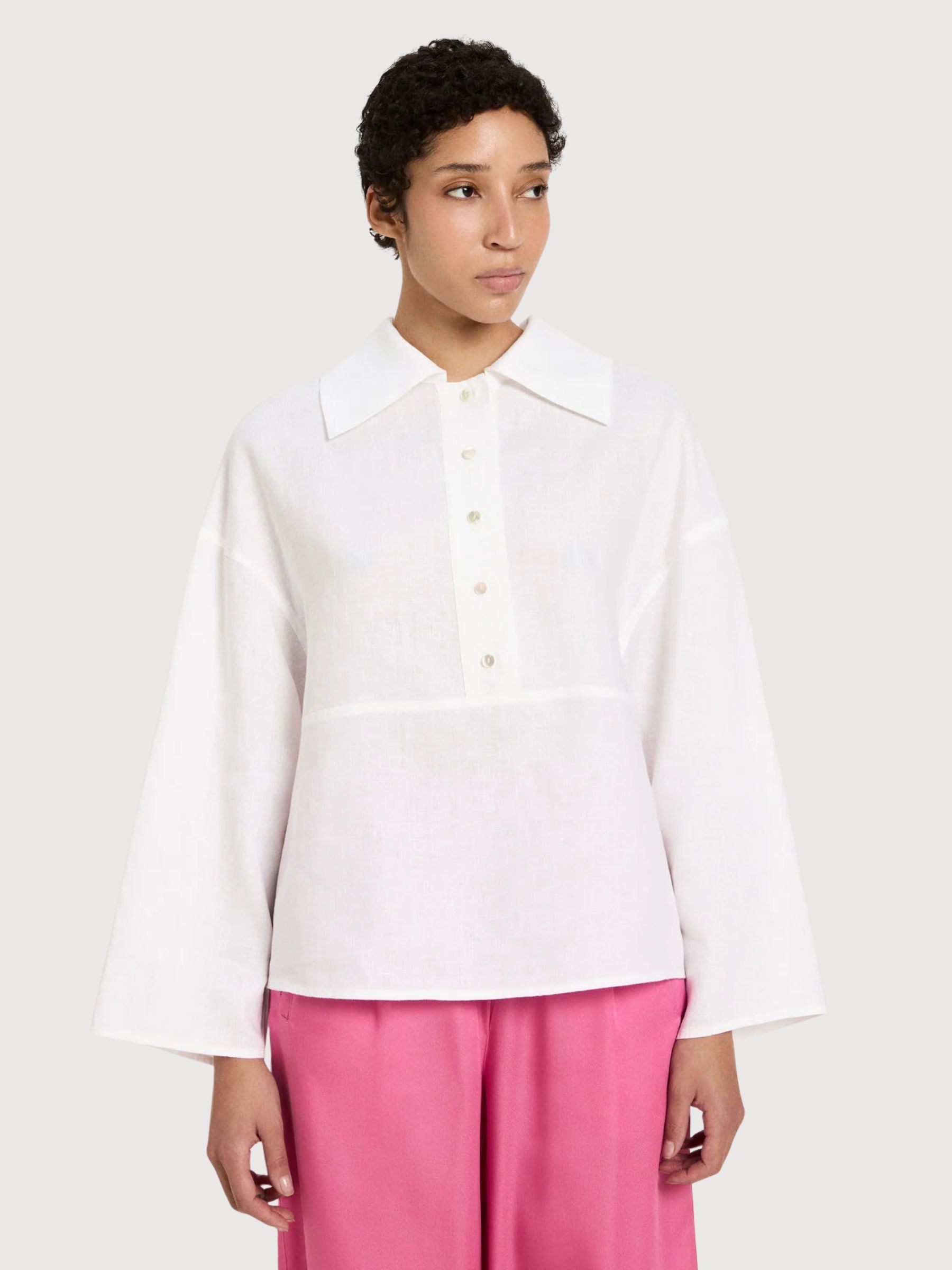 Blouse Oversized White Gots Linen | Lanius
