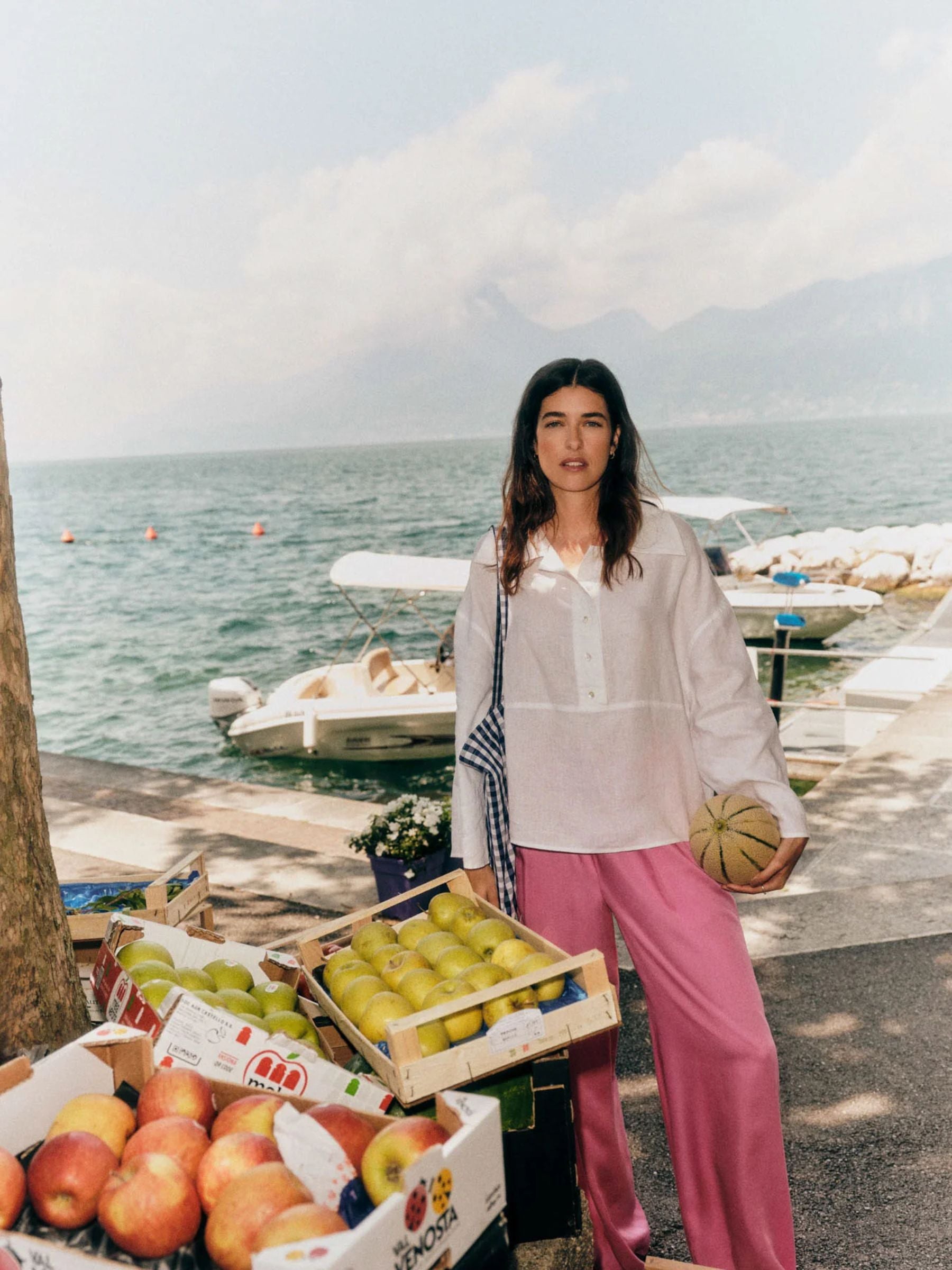 Blouse Oversized White Gots Linen | Lanius