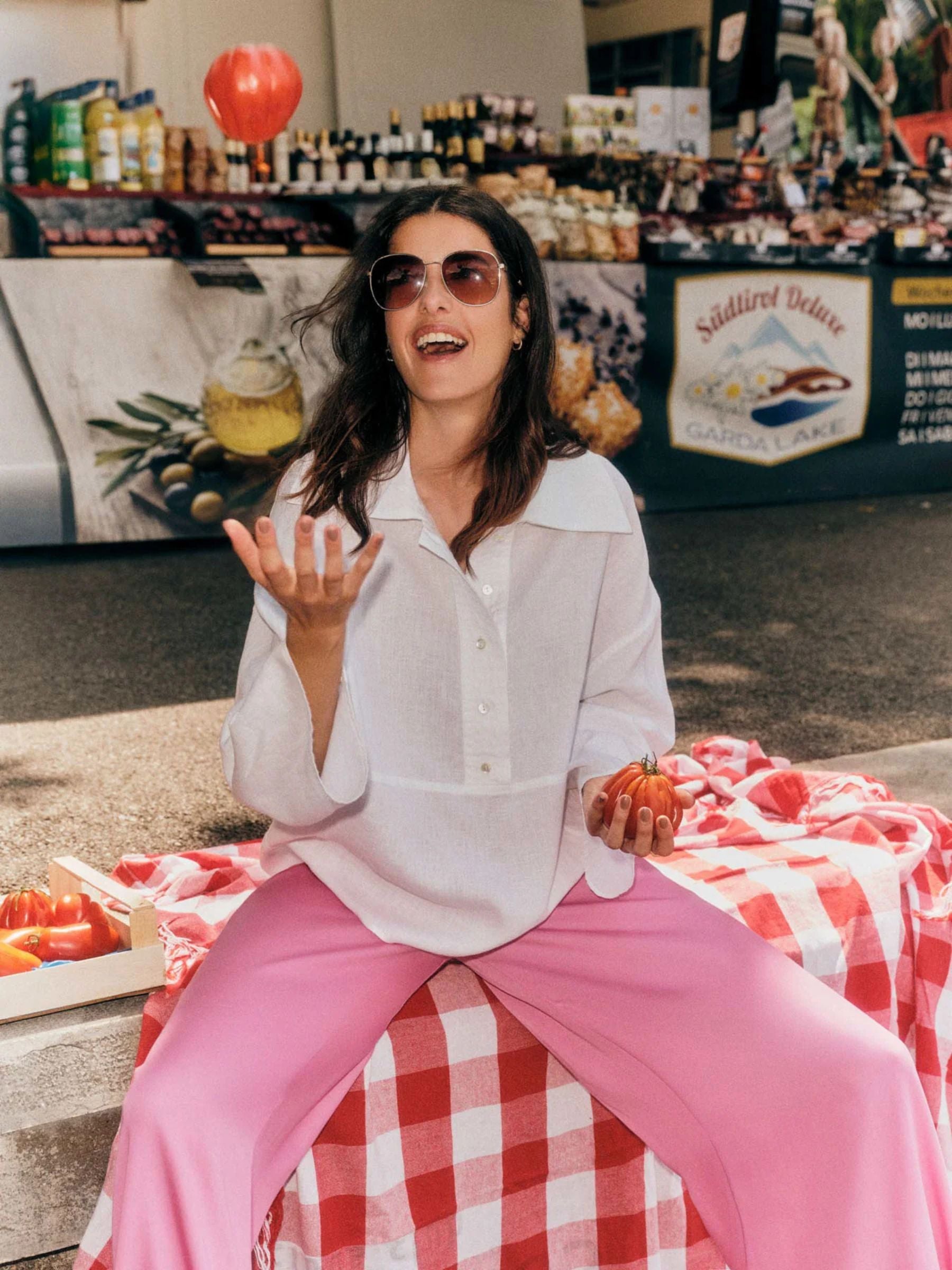 Blouse Oversized White Gots Linen | Lanius