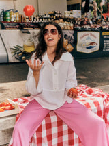 Blouse Oversized White Gots Linen | Lanius