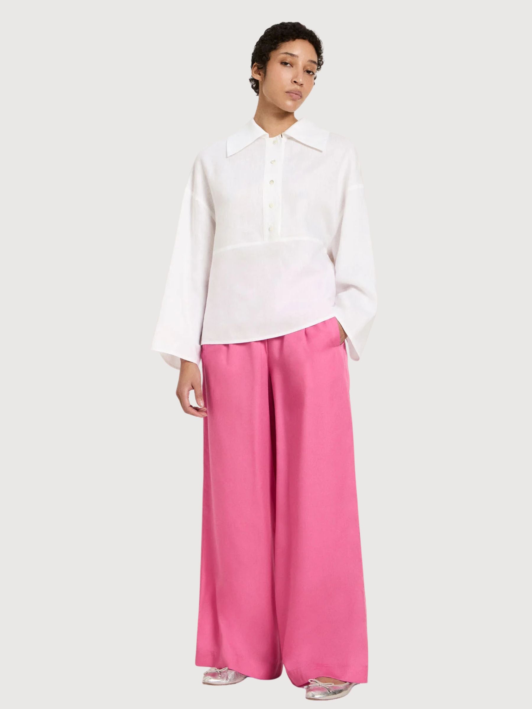 Blouse Oversized White Gots Linen | Lanius