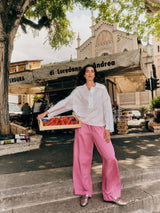 Blouse Oversized White Gots Linen | Lanius